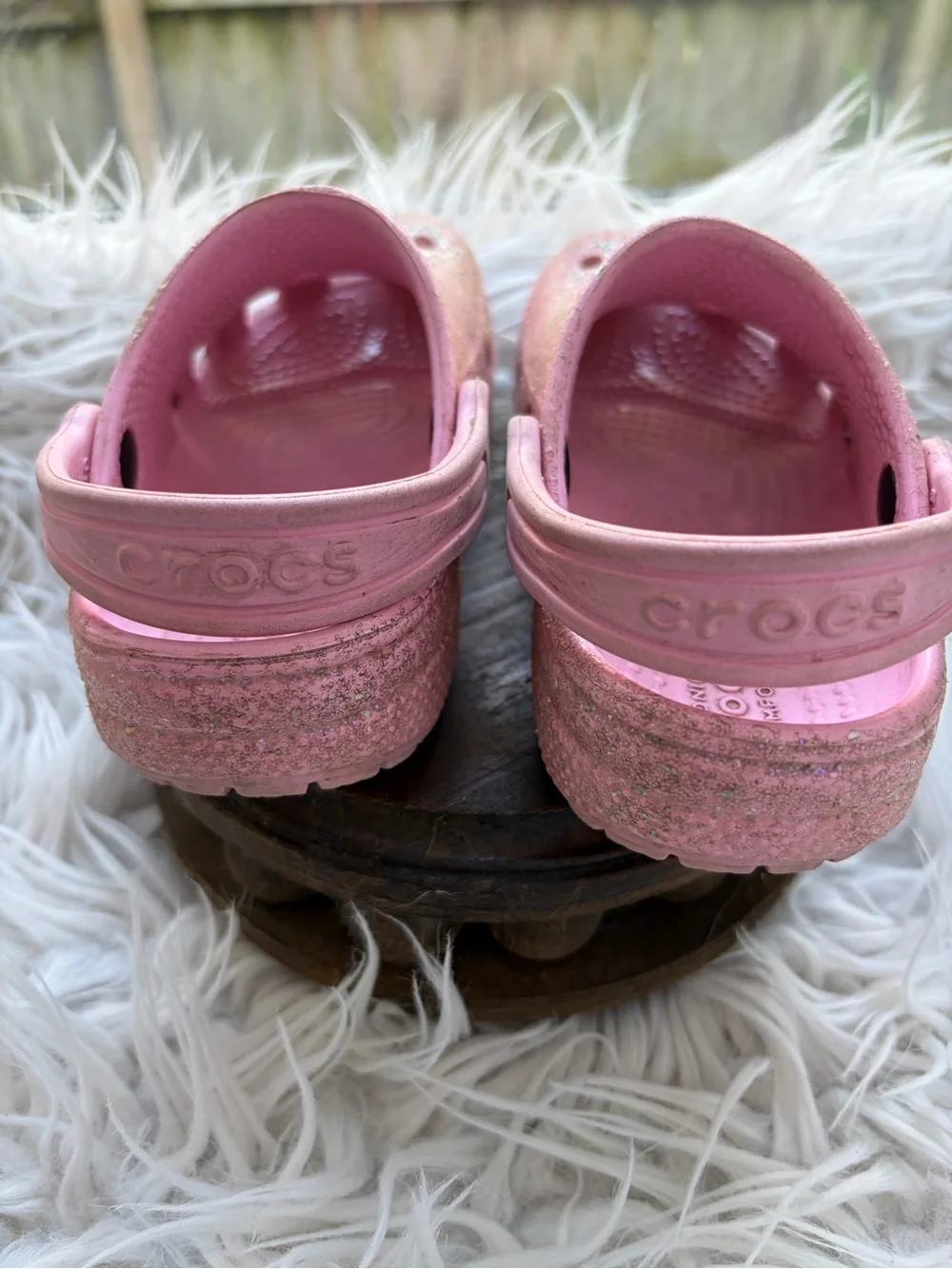 Kids Pink Glitter Crocs Clogs size 10